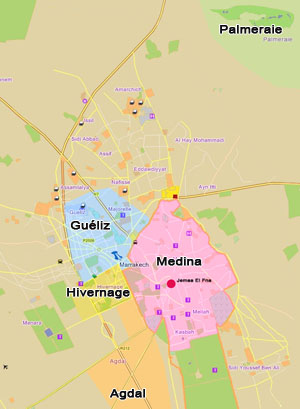 Street map of Marrakech - the different boroughs of Marrakech